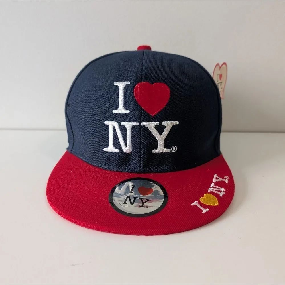 I LOVE N.Y. One Size Fits All Blue/Red Embroidered Snapback Baseball C